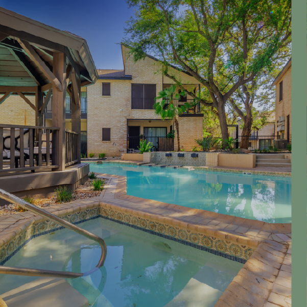 Resort-style pool area at The Alto apartments San Antonio TX